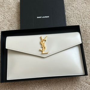 AUTHENTIC YSL Shiny Leather Uptown Pouch